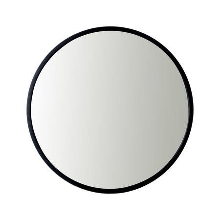 ESCENOGRAFIA 24 in. Modern Round Black Metal Frame Bathroom Mirror ES2675334